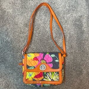 Vera Bradley Crossbody Bag Purse Handbag Orange Floral